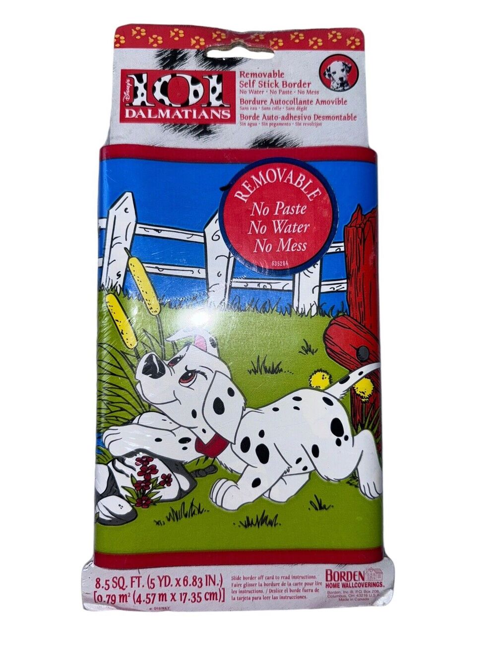 Vintage 90s Disney 101 Dalmations Wallpaper Border Self Stick New Sealed 5 Yards